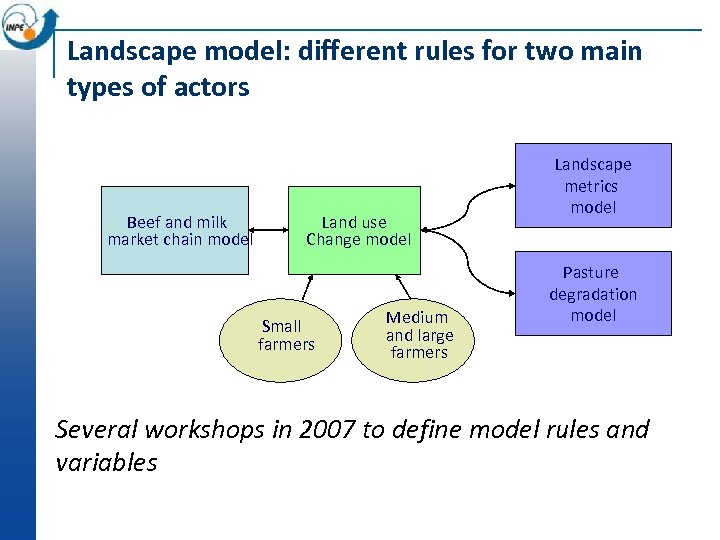 Landscape model: different rules for two main types of actors Beef and milk market