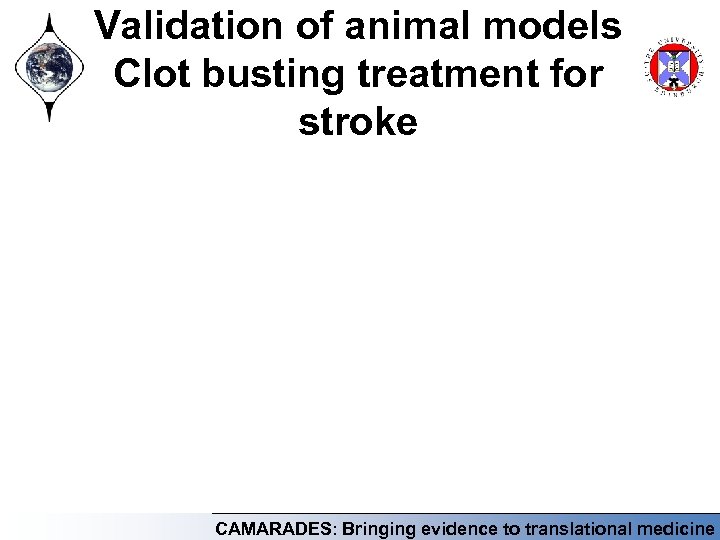 Validation of animal models Clot busting treatment for stroke CAMARADES: Bringing evidence to translational