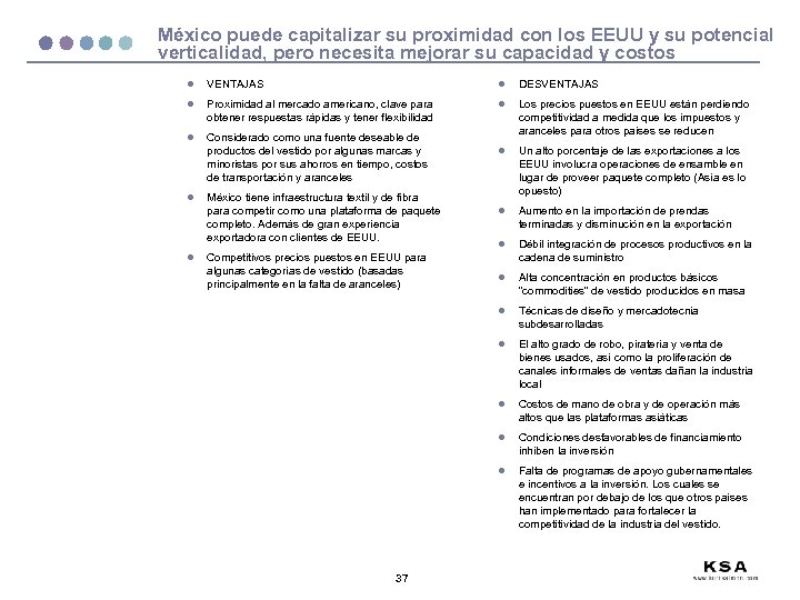 México puede capitalizar su proximidad con los EEUU y su potencial verticalidad, pero necesita
