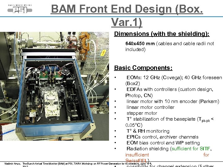 BAM Front End Design (Box. Var. 1) Dimensions (with the shielding): 640 x 450