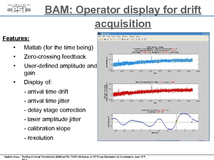 BAM: Operator display for drift acquisition Features: • Matlab (for the time being) •