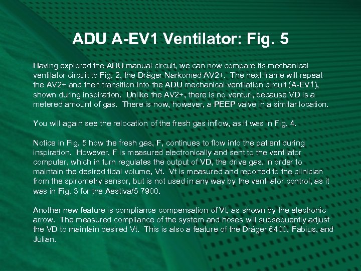 ADU A-EV 1 Ventilator: Fig. 5 Having explored the ADU manual circuit, we can