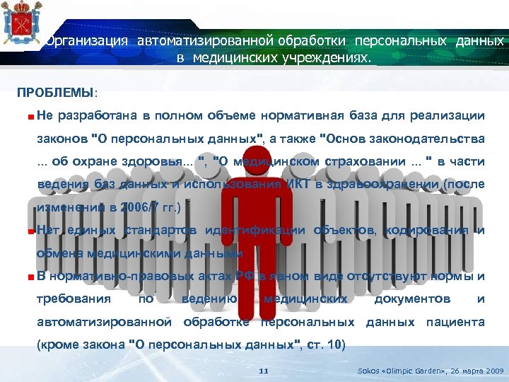 Организация автоматизированной обработки персональных данных в медицинских учреждениях. ПРОБЛЕМЫ: Не разработана в полном объеме