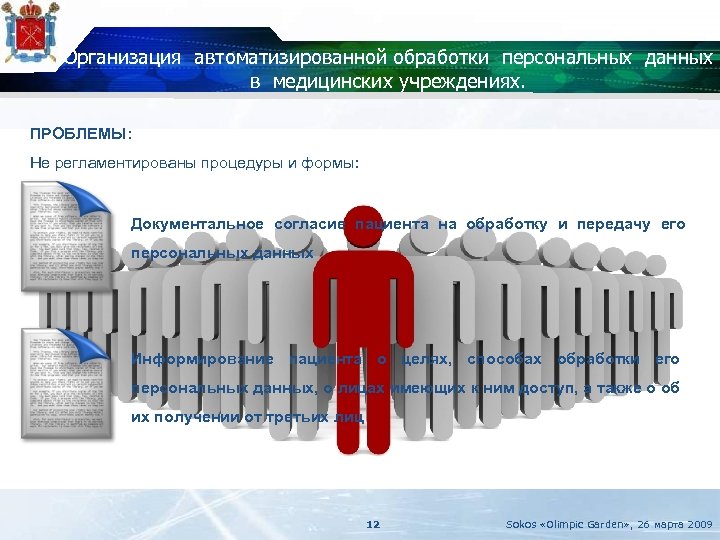 Организация автоматизированной обработки персональных данных в медицинских учреждениях. ПРОБЛЕМЫ: Не регламентированы процедуры и формы: