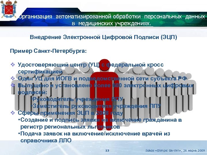 Организация автоматизированной обработки персональных данных в медицинских учреждениях. Внедрение Электронной Цифровой Подписи (ЭЦП) Пример