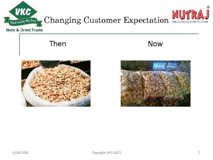 Changing Customer Expectation Then 2/19/2106 Now Copyright VKC NUTS 7 