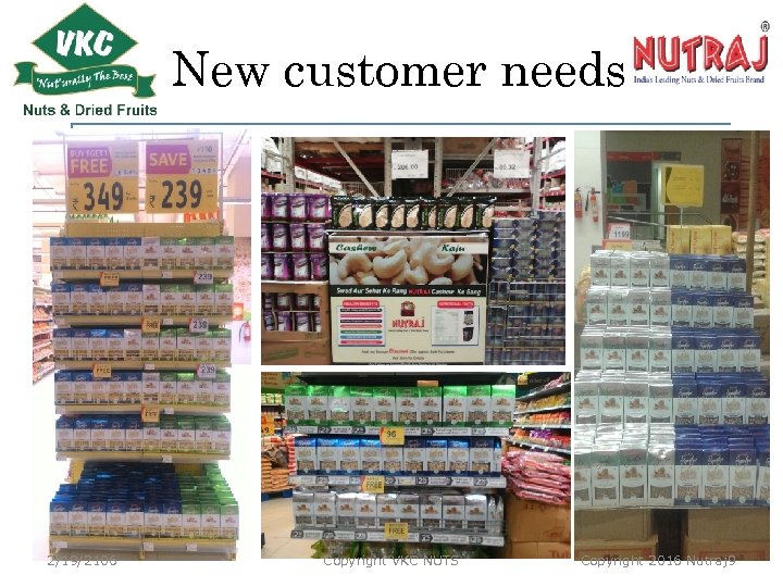 New customer needs 2/19/2106 Copyright VKC NUTS Copyright 2016 Nutraj 9 