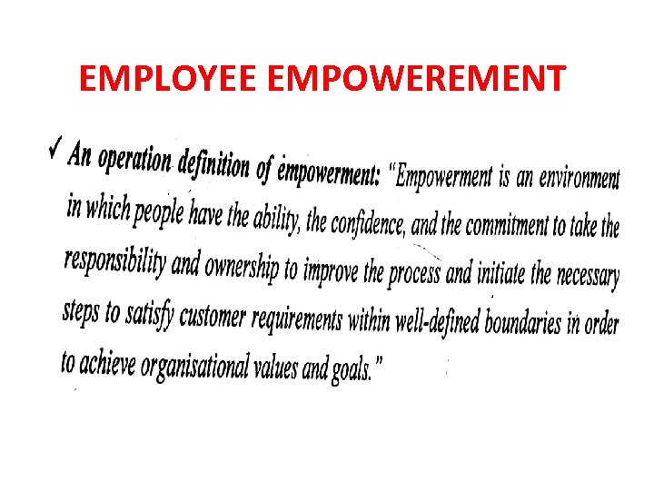 EMPLOYEE EMPOWEREMENT 