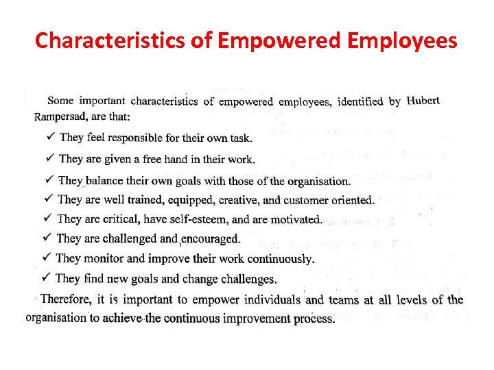 Characteristics of Empowered Employees 