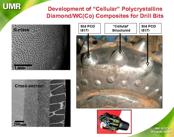 Development of “Cellular” Polycrystalline Diamond/WC(Co) Composites for Drill Bits Surface Cross-section 