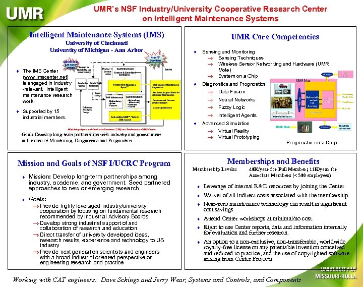 UMR’s NSF Industry/University Cooperative Research Center on Intelligent Maintenance Systems (IMS) University of Cincinnati