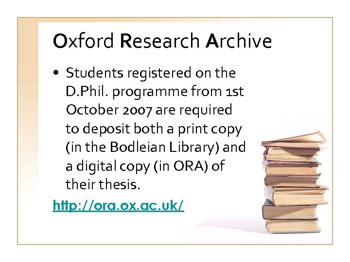 Oxford Research Archive • Students registered on the D. Phil. programme from 1 st