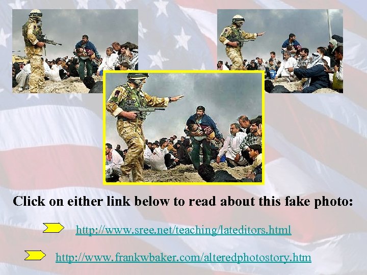 Click on either link below to read about this fake photo: http: //www. sree.