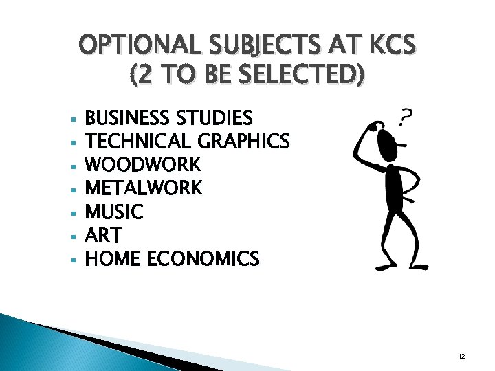OPTIONAL SUBJECTS AT KCS (2 TO BE SELECTED) § § § § BUSINESS STUDIES