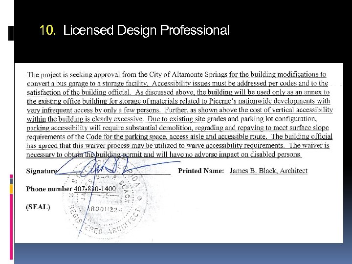 10. Licensed Design Professional 