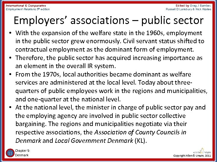 International & Comparative Employment Relations 5 th edition Edited by Greg J Bamber, Russell