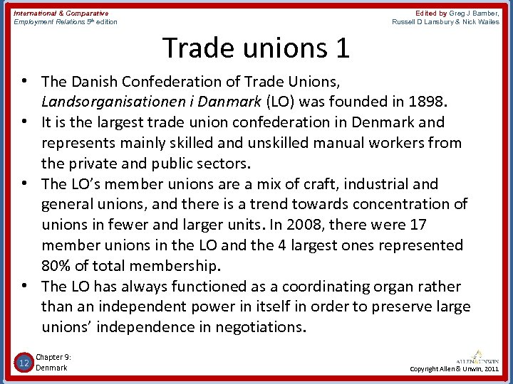 International & Comparative Employment Relations 5 th edition Edited by Greg J Bamber, Russell