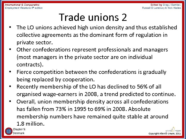 International & Comparative Employment Relations 5 th edition Edited by Greg J Bamber, Russell