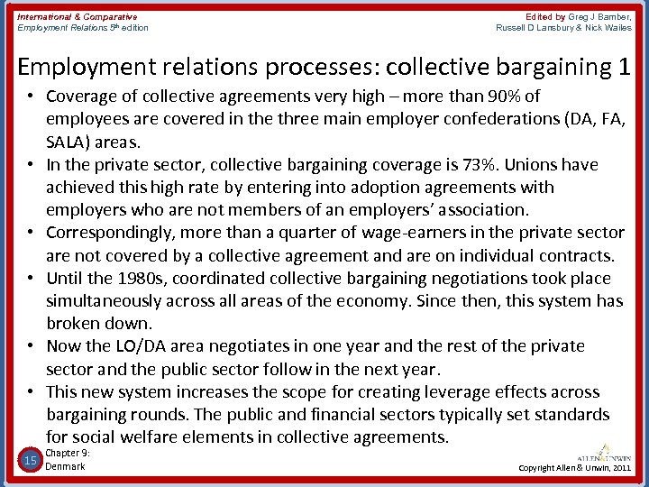 International & Comparative Employment Relations 5 th edition Edited by Greg J Bamber, Russell