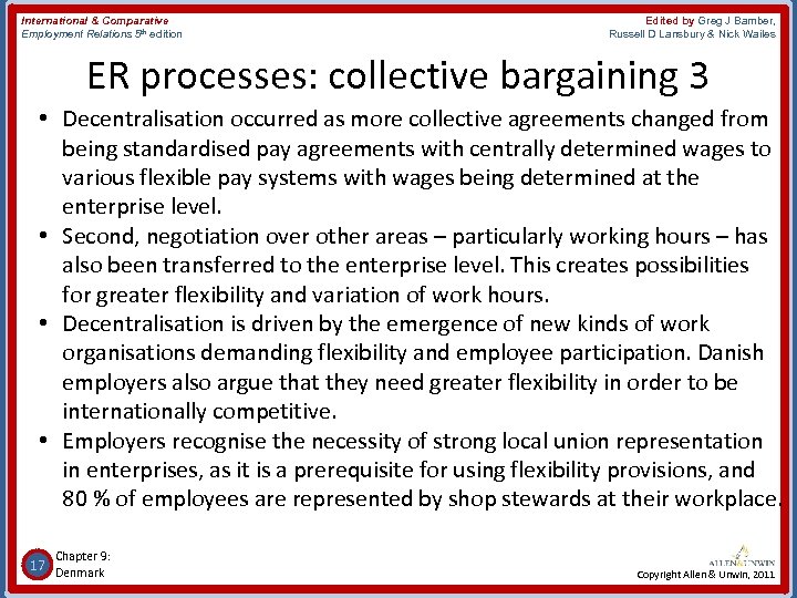 International & Comparative Employment Relations 5 th edition Edited by Greg J Bamber, Russell