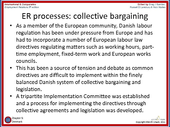 International & Comparative Employment Relations 5 th edition Edited by Greg J Bamber, Russell