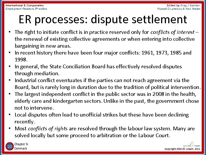 International & Comparative Employment Relations 5 th edition Edited by Greg J Bamber, Russell