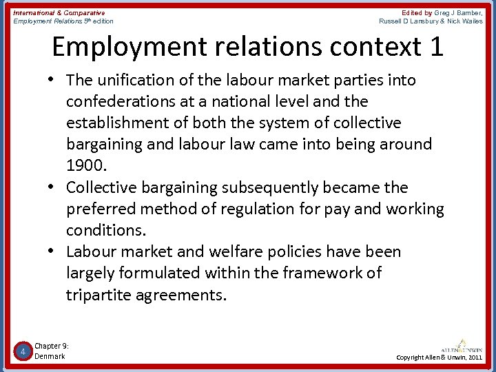 International & Comparative Employment Relations 5 th edition Edited by Greg J Bamber, Russell