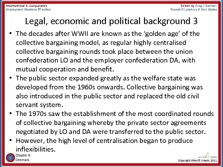 International & Comparative Employment Relations 5 th edition Edited by Greg J Bamber, Russell