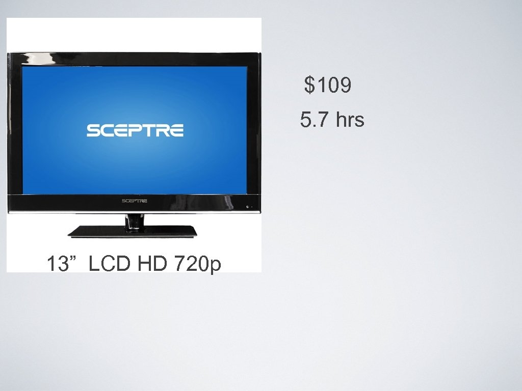 $109 5. 7 hrs 13” LCD HD 720 p 