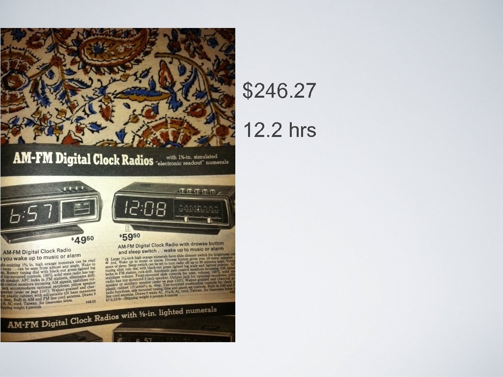 $246. 27 12. 2 hrs 