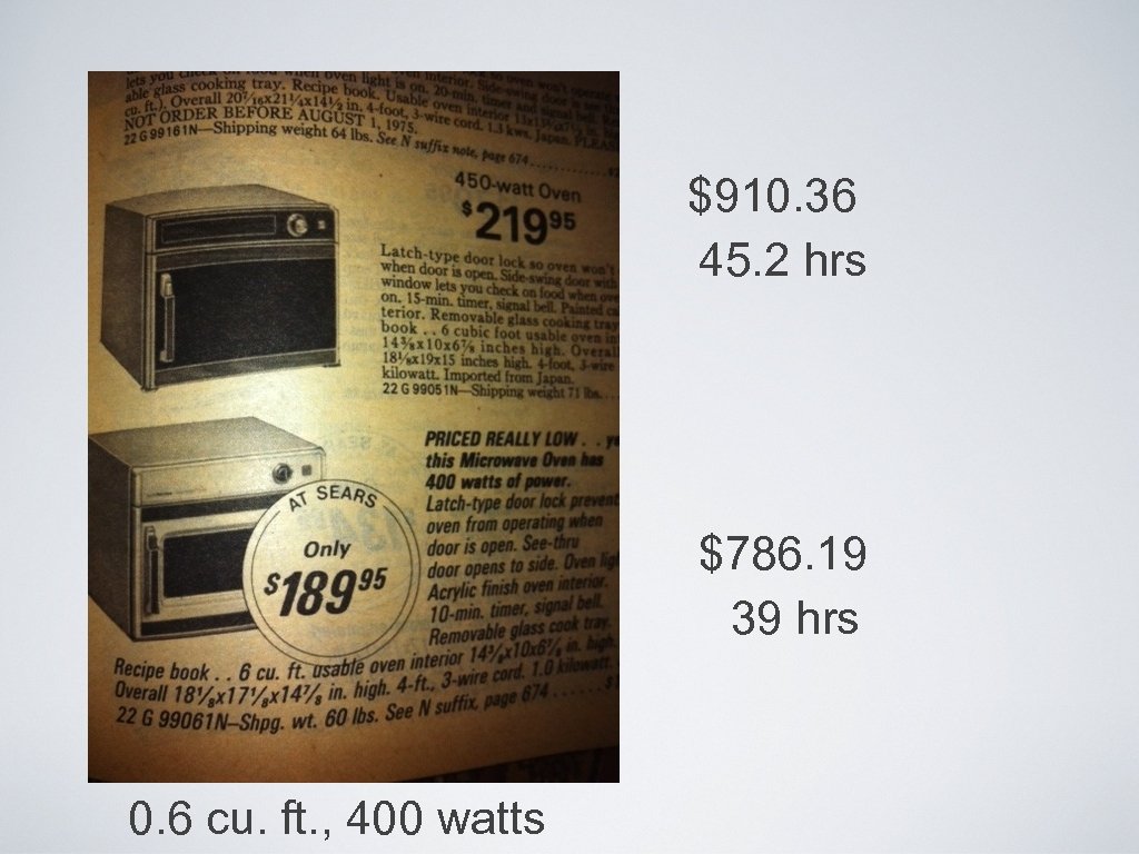 $910. 36 45. 2 hrs $786. 19 39 hrs 0. 6 cu. ft. ,