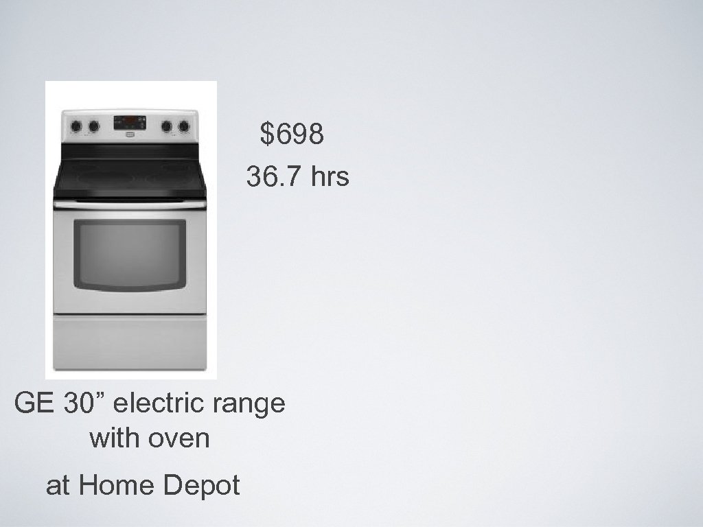 $698 36. 7 hrs GE 30” electric range with oven at Home Depot 