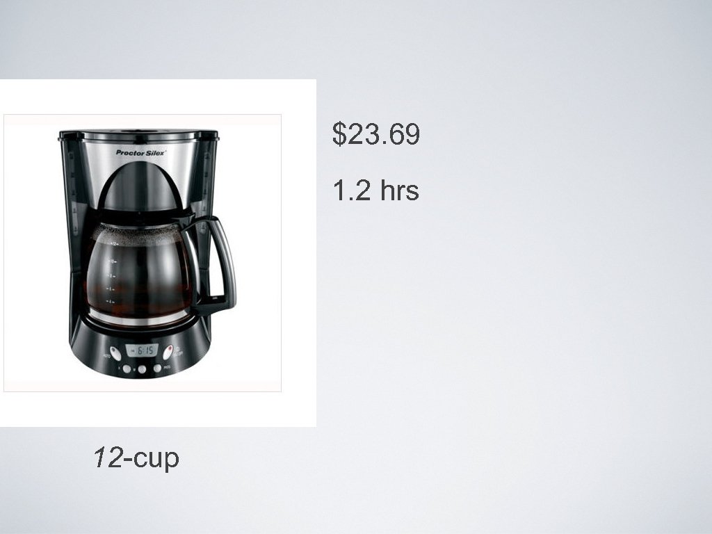 $23. 69 1. 2 hrs 12 -cup 