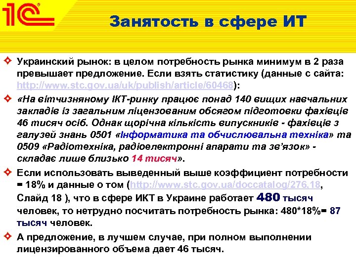 Занятость в сфере ИТ Украинский рынок: в целом потребность рынка минимум в 2 раза