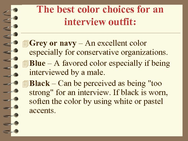 The best color choices for an interview outfit: 4 Grey or navy – An
