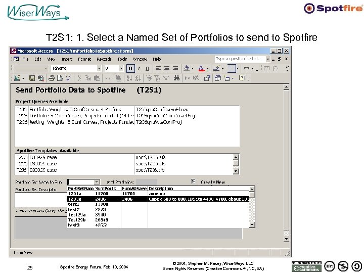 T 2 S 1: 1. Select a Named Set of Portfolios to send to