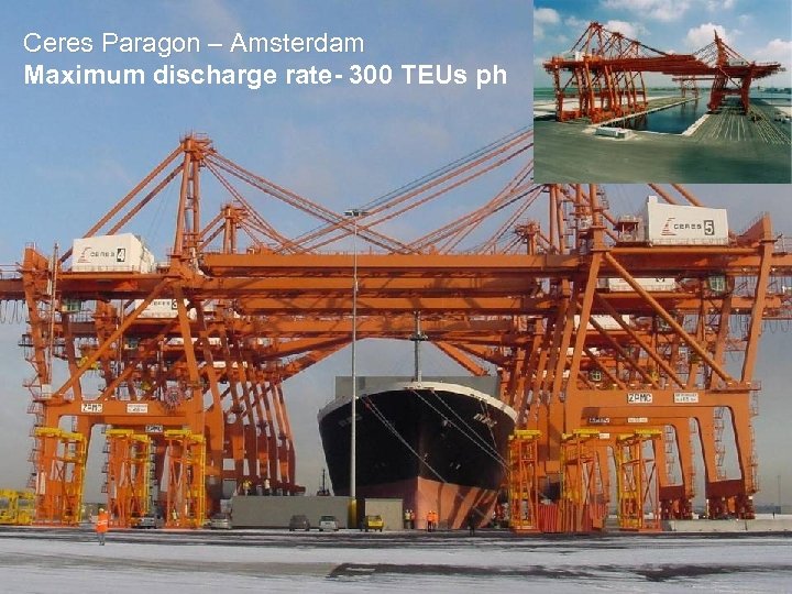 Ceres Paragon – Amsterdam Maximum discharge rate- 300 TEUs ph 