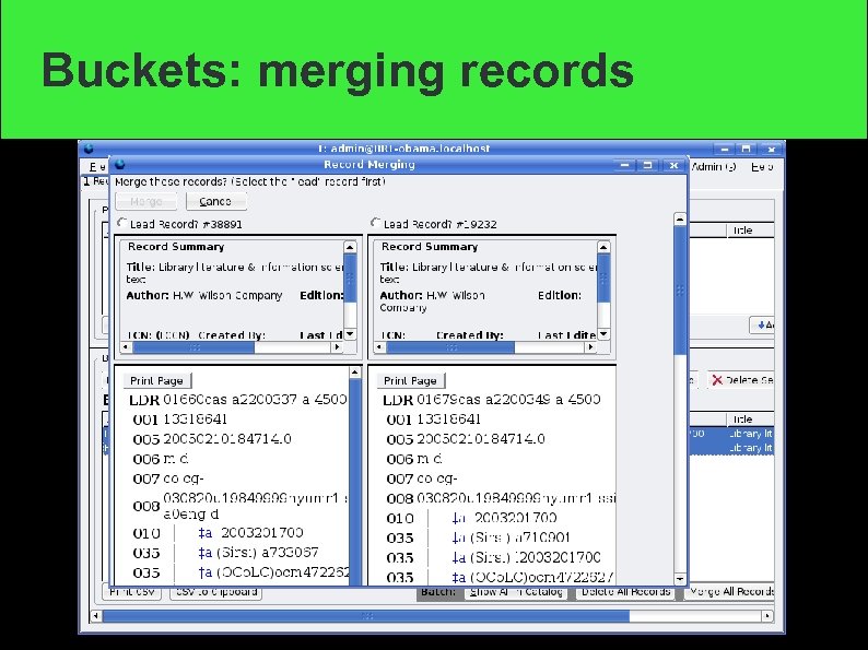 Buckets: merging records 