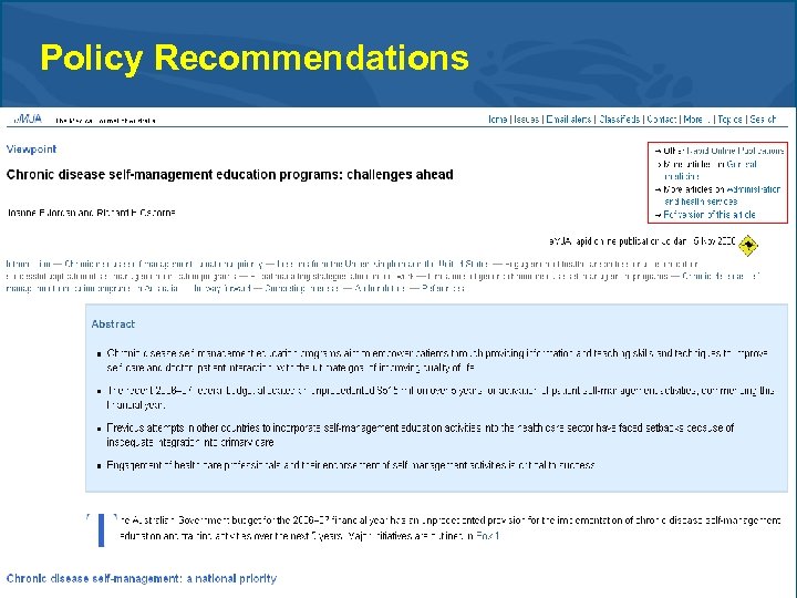 Policy Recommendations 