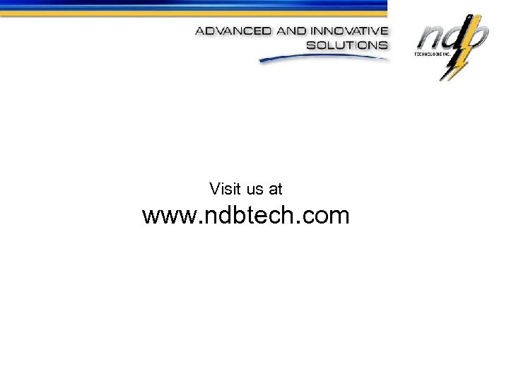 Visit us at www. ndbtech. com 