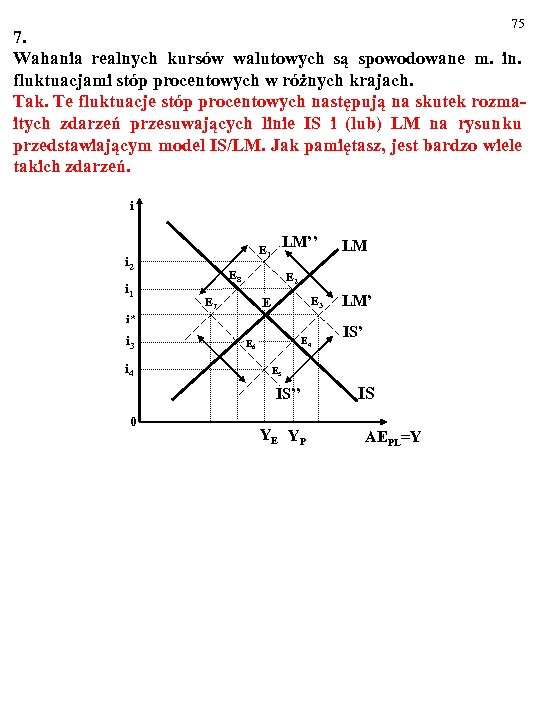 75 7. Wahania realnych kursów walutowych są spowodowane m. in. fluktuacjami stóp procentowych w