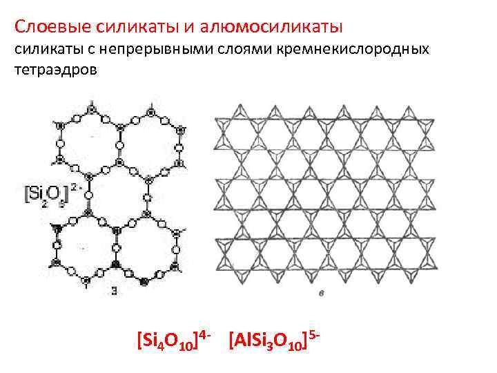 Слоевые силикаты и алюмосиликаты с непрерывными слоями кремнекислородных тетраэдров [Si 4 O 10]4 -