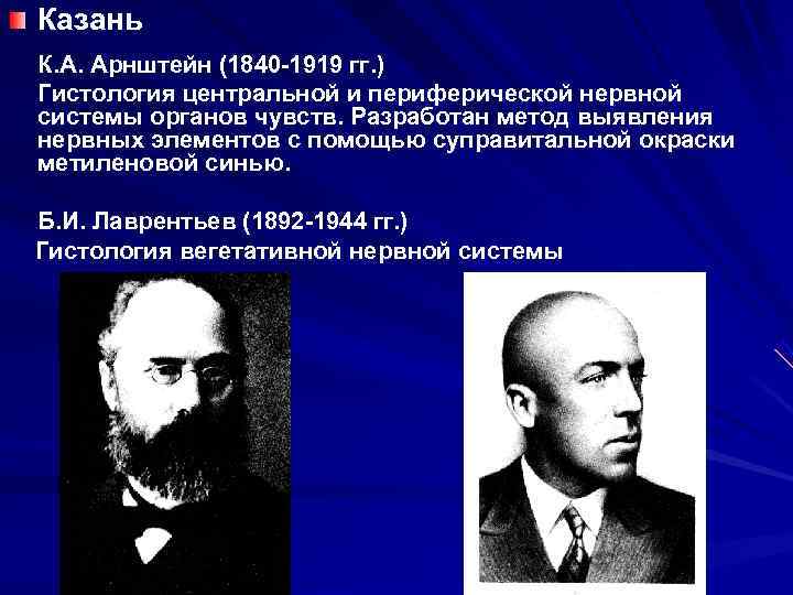 Казань К. А. Арнштейн (1840 -1919 гг. ) Гистология центральной и периферической нервной системы