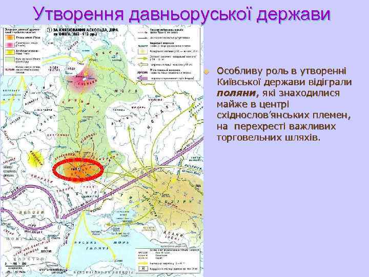 Утворення давньоруської держави u Особливу роль в утворенні Київської держави відіграли поляни, які знаходилися