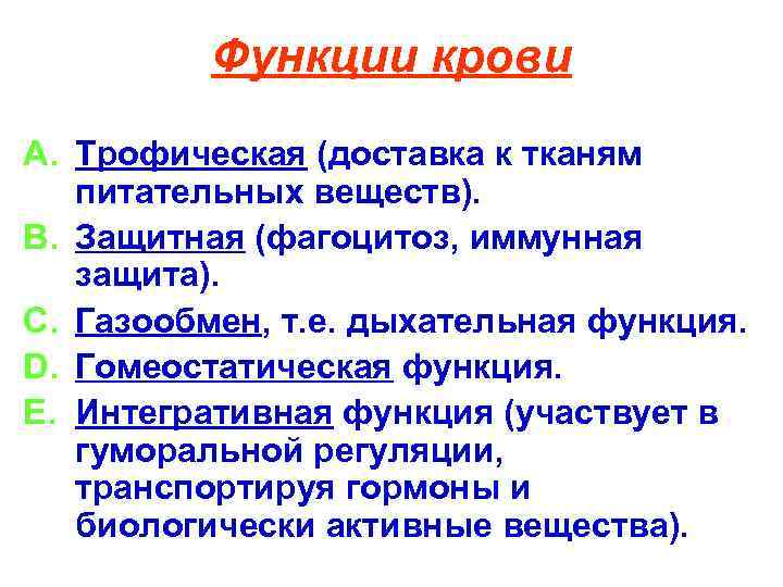 ФЭК плазма - эритроциты 1. Вода ФЭК плазма - эритроциты 1. Вода