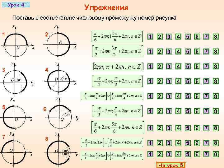   Урок 4     Упражнения Поставь в соответствие числовому промежутку