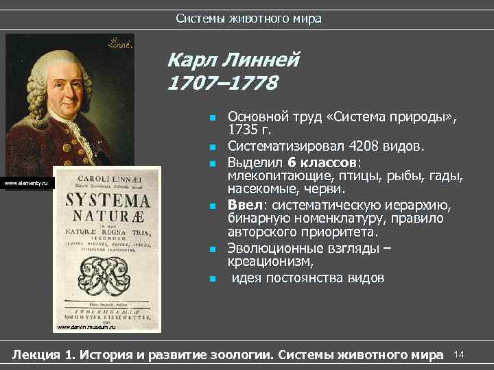 Системы животного мира Карл Системы животного мира Карл