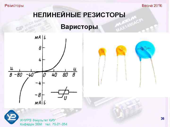 Резисторы      Весна 2016    НЕЛИНЕЙНЫЕ РЕЗИСТОРЫ 