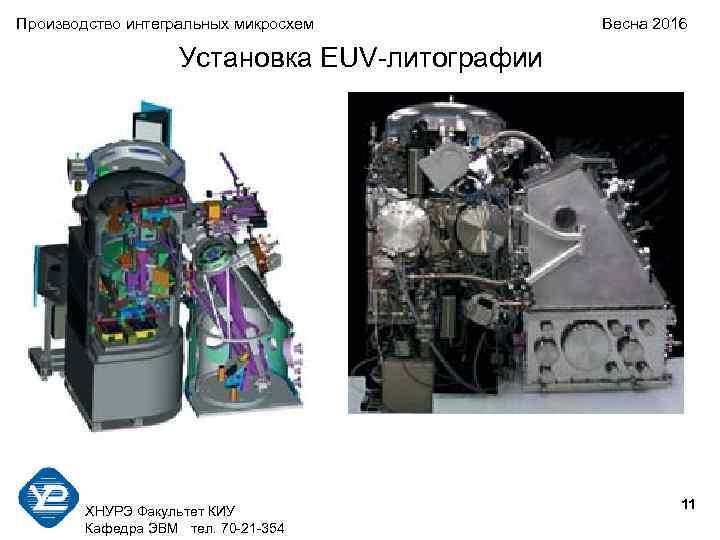 Производство интегральных микросхем Весна 2016 Установка EUV-литографии 11 ХНУРЭ Факультет КИУ Кафедра ЭВМ тел.