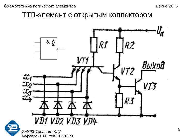 Схемотехника логических элементов       Весна 2016   ТТЛ-элемент